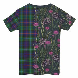ScotsTee Shop Scottish Calder Family Crest Tartan T-shirt Scottish Thistle Flower Half Style