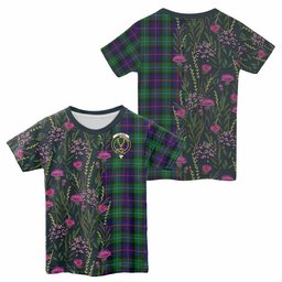 ScotsTee Shop Scottish Calder Family Crest Tartan T-shirt Scottish Thistle Flower Half Style