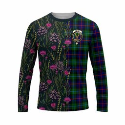 ScotsTee Shop Scottish Calder Family Crest Tartan T-shirt Scottish Thistle Flower Half Style
