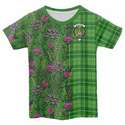 ScotsTee Shop Scottish Galloway Family Crest Tartan T-shirt Scottish Thistle Flower Half Style