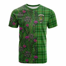 ScotsTee Shop Scottish Galloway Family Crest Tartan T-shirt Scottish Thistle Flower Half Style