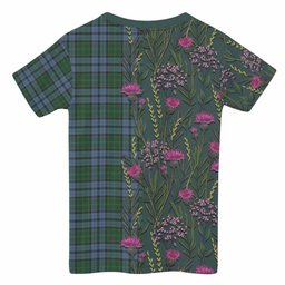 ScotsTee Shop Scottish Forsyth Family Crest Tartan T-shirt Scottish Thistle Flower Half Style