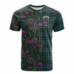 ScotsTee Shop Scottish Forsyth Family Crest Tartan T-shirt Scottish Thistle Flower Half Style