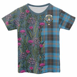 ScotsTee Shop Scottish Garden (Gardyne) Family Crest Tartan T-shirt Scottish Thistle Flower Half Style