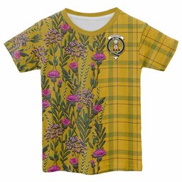 ScotsTee Shop Scottish Houston Family Crest Tartan T-shirt Scottish Thistle Flower Half Style