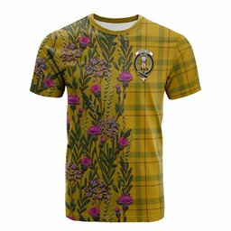 ScotsTee Shop Scottish Houston Family Crest Tartan T-shirt Scottish Thistle Flower Half Style