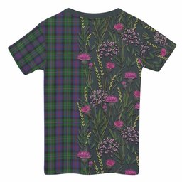 ScotsTee Shop Scottish MacCallum (McCallum) Family Crest Tartan T-shirt Scottish Thistle Flower Half Style