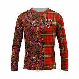 ScotsTee Shop Scottish Langlands Family Crest Tartan T-shirt Scottish Thistle Flower Half Style