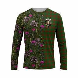 ScotsTee Shop Scottish Menzies Family Crest Tartan T-shirt Scottish Thistle Flower Half Style
