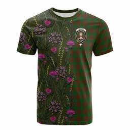 ScotsTee Shop Scottish Menzies Family Crest Tartan T-shirt Scottish Thistle Flower Half Style