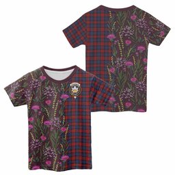 ScotsTee Shop Scottish MacLachlan (McLachlan) Family Crest Tartan T-shirt Scottish Thistle Flower Half Style