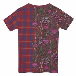 ScotsTee Shop Scottish Hamilton Family Crest Tartan T-shirt Scottish Thistle Flower Half Style