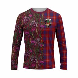 ScotsTee Shop Scottish Hamilton Family Crest Tartan T-shirt Scottish Thistle Flower Half Style