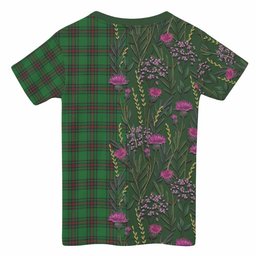 ScotsTee Shop Scottish Halkerston Family Crest Tartan T-shirt Scottish Thistle Flower Half Style