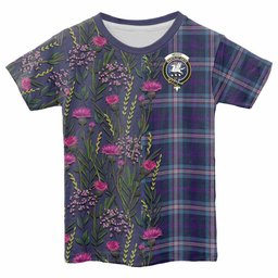 ScotsTee Shop Scottish Nevoy Family Crest Tartan T-shirt Scottish Thistle Flower Half Style