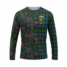 ScotsTee Shop Scottish Newlands Family Crest Tartan T-shirt Scottish Thistle Flower Half Style