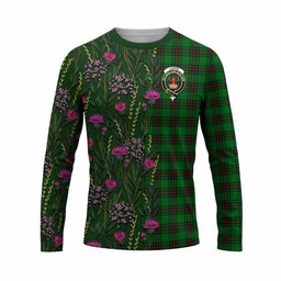 ScotsTee Shop Scottish Lundin Family Crest Tartan T-shirt Scottish Thistle Flower Half Style