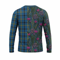 ScotsTee Shop Scottish Laing Family Crest Tartan T-shirt Scottish Thistle Flower Half Style