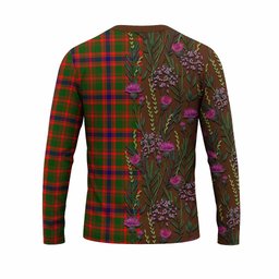 ScotsTee Shop Scottish Kinninmont Family Crest Tartan T-shirt Scottish Thistle Flower Half Style