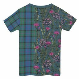 ScotsTee Shop Scottish MacThomas (McThomas) Family Crest Tartan T-shirt Scottish Thistle Flower Half Style
