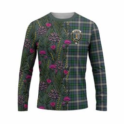 ScotsTee Shop Scottish MacDowall (McDowall) Family Crest Tartan T-shirt Scottish Thistle Flower Half Style