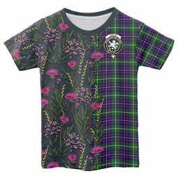ScotsTee Shop Scottish Inglis Family Crest Tartan T-shirt Scottish Thistle Flower Half Style