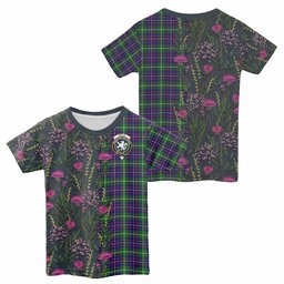 ScotsTee Shop Scottish Inglis Family Crest Tartan T-shirt Scottish Thistle Flower Half Style