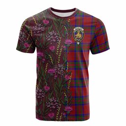 ScotsTee Shop Scottish MacGilvery (McGilvery) Family Crest Tartan T-shirt Scottish Thistle Flower Half Style