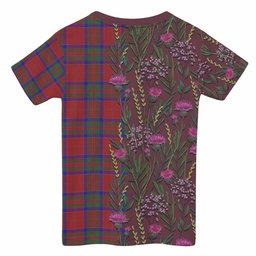 ScotsTee Shop Scottish MacGilvery (McGilvery) Family Crest Tartan T-shirt Scottish Thistle Flower Half Style