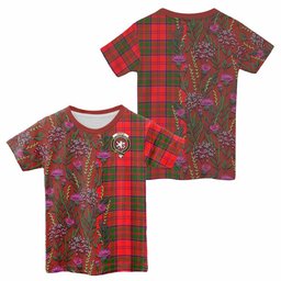 ScotsTee Shop Scottish Heron Family Crest Tartan T-shirt Scottish Thistle Flower Half Style