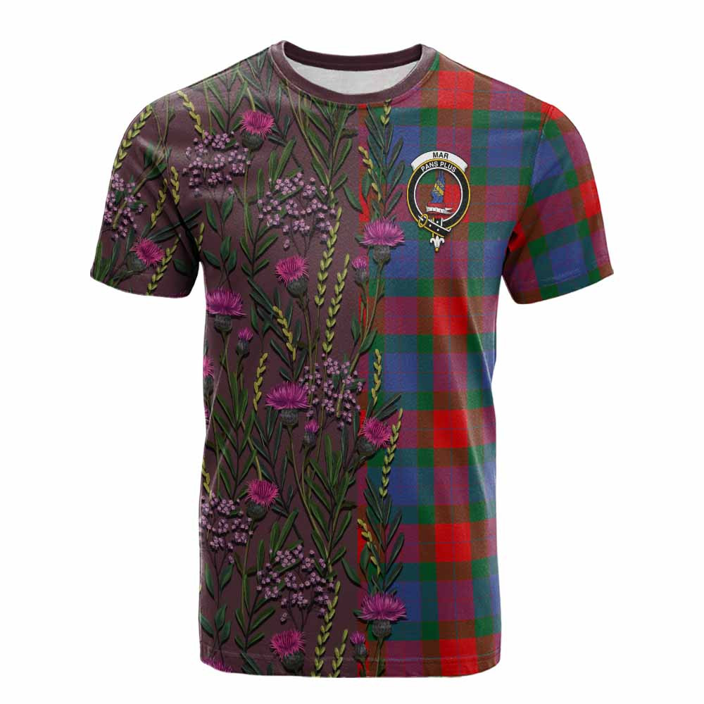 ScotsTee Shop Scottish Mar Family Crest Tartan T-shirt Scottish Thistle Flower Half Style