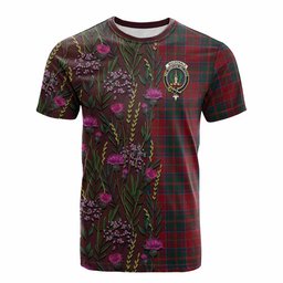 ScotsTee Shop Scottish MacDonald (McDonald) of Glencoe Family Crest Tartan T-shirt Scottish Thistle Flower Half Style
