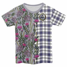 ScotsTee Shop Scottish Hannay Family Crest Tartan T-shirt Scottish Thistle Flower Half Style