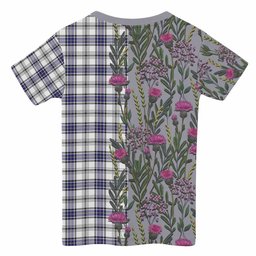 ScotsTee Shop Scottish Hannay Family Crest Tartan T-shirt Scottish Thistle Flower Half Style