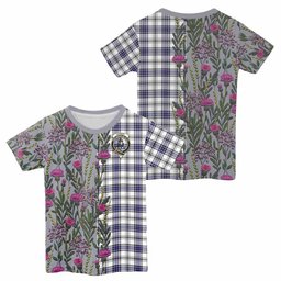 ScotsTee Shop Scottish Hannay Family Crest Tartan T-shirt Scottish Thistle Flower Half Style