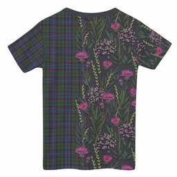 ScotsTee Shop Scottish Fletcher Family Crest Tartan T-shirt Scottish Thistle Flower Half Style