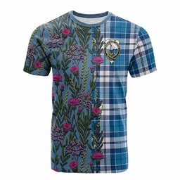 ScotsTee Shop Scottish Hutton Family Crest Tartan T-shirt Scottish Thistle Flower Half Style