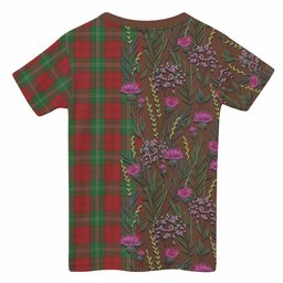 ScotsTee Shop Scottish Lennox Family Crest Tartan T-shirt Scottish Thistle Flower Half Style