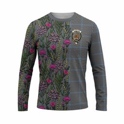 ScotsTee Shop Scottish Gladstone (Gladstanes) Family Crest Tartan T-shirt Scottish Thistle Flower Half Style