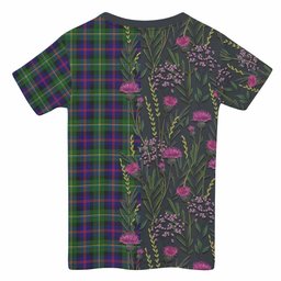 ScotsTee Shop Scottish Malcolm Family Crest Tartan T-shirt Scottish Thistle Flower Half Style