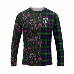 ScotsTee Shop Scottish Malcolm Family Crest Tartan T-shirt Scottish Thistle Flower Half Style
