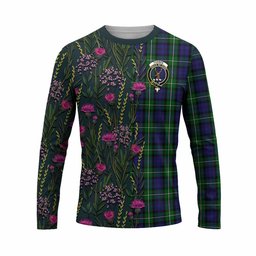 ScotsTee Shop Scottish Forbes Family Crest Tartan T-shirt Scottish Thistle Flower Half Style