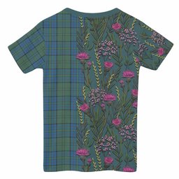 ScotsTee Shop Scottish Lockhart Family Crest Tartan T-shirt Scottish Thistle Flower Half Style