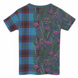 ScotsTee Shop Scottish Wedderburn Family Crest Tartan T-shirt Scottish Thistle Flower Half Style