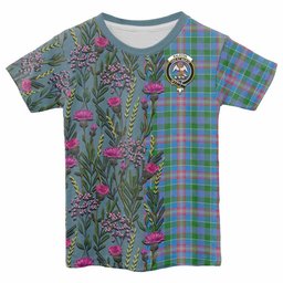 ScotsTee Shop Scottish Ralston Family Crest Tartan T-shirt Scottish Thistle Flower Half Style