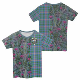 ScotsTee Shop Scottish Ralston Family Crest Tartan T-shirt Scottish Thistle Flower Half Style