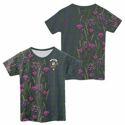 ScotsTee Shop Scottish Wood Family Crest Tartan T-shirt Scottish Thistle Flower Half Style