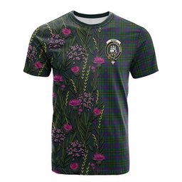 ScotsTee Shop Scottish Wood Family Crest Tartan T-shirt Scottish Thistle Flower Half Style