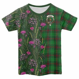 ScotsTee Shop Scottish Orrock Family Crest Tartan T-shirt Scottish Thistle Flower Half Style