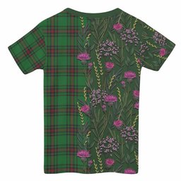ScotsTee Shop Scottish Orrock Family Crest Tartan T-shirt Scottish Thistle Flower Half Style